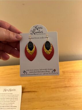 Upcycled KC Football Chiefs Earrings - Red and Gold